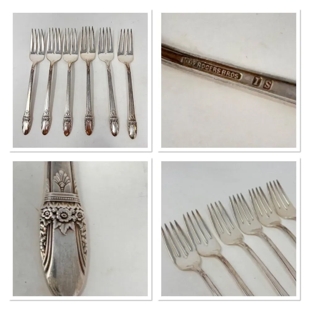 1847 Rogers Bros First Love Silverplate Salad Forks Set of 6 Vintage 1937